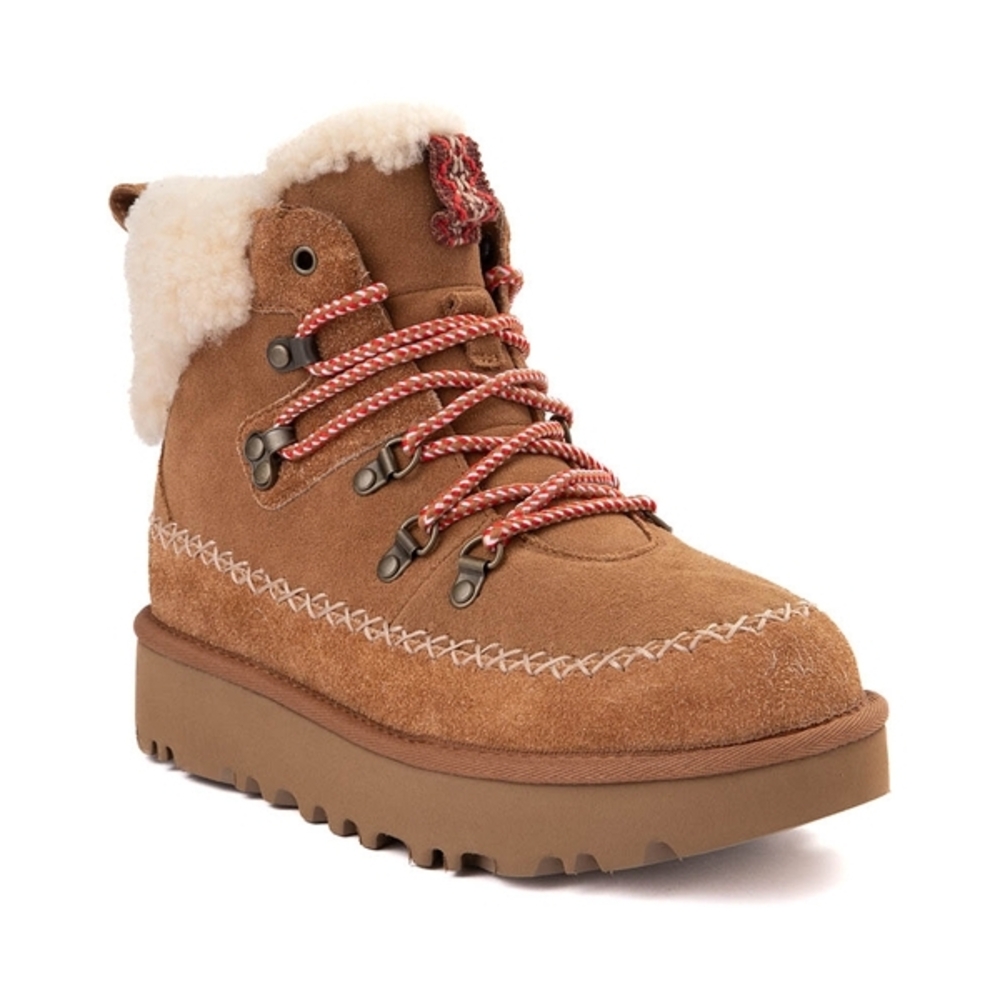 Brown Suede Ankle Boots with Red Laces